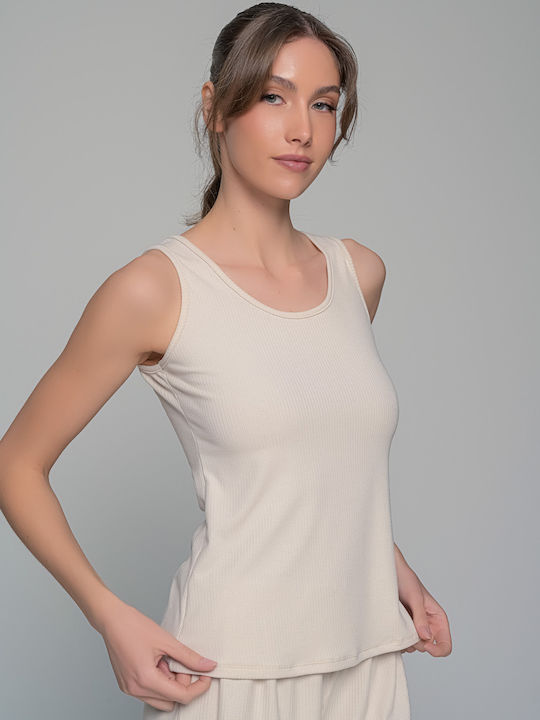 Women's T-Shirt with Spaghetti Strap Beige
