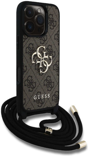 Guess Logo Umschlag Rückseite Synthetisches Leder mit Band Braun (iPhone 17 Pro / iPhone 16 Pro)
