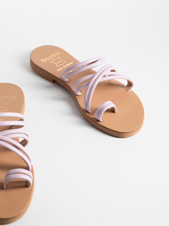 Leder Flache Sandalen für Damen Lilac