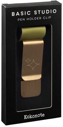 Green Metal Pen Clip with Gold-Plated Details Kokonote Basic Studio Pistachio Pesto
