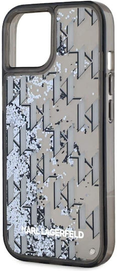 Karl Lagerfeld Liquid Glitter Monogram Gradient Umschlag Rückseite Kunststoff / Silikon Schwarz (iPhone 15)