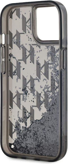 Karl Lagerfeld Liquid Glitter Monogram Gradient Umschlag Rückseite Kunststoff / Silikon Schwarz (iPhone 15)