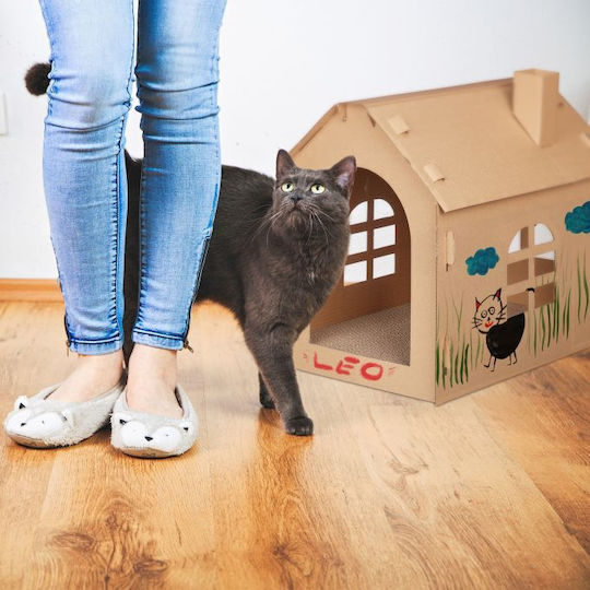 Cardboard Cat House Relaxdays 46 X 36.5 X 48 Cm Brown