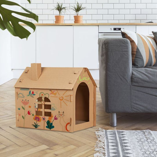 Cardboard Cat House Relaxdays 46 X 36.5 X 48 Cm Brown