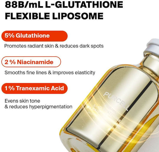 Purcell 88B/mL L-Glutathione Flexible Liposome Anti-aging Serum Face with Niacinamide for Detoxification & Revitalization 30ml