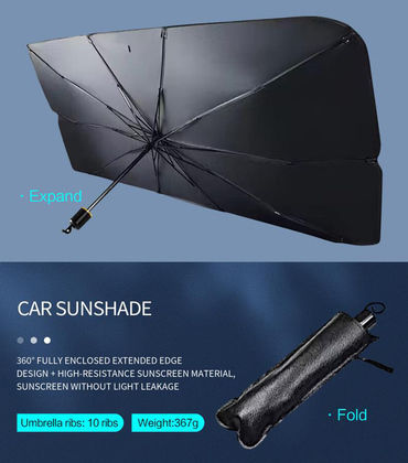 Kakusiga Internal Car Windshield Sunshade Umbrella for Smart 137x78cm