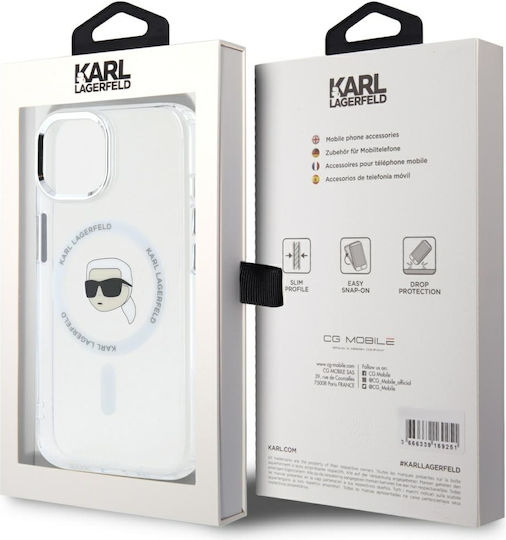 Karl Lagerfeld Karl Head Magsafe Umschlag Rückseite Kunststoff / Silikon Transparent (iPhone 15)