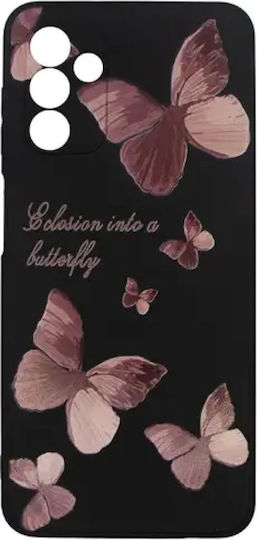 Vivid Silicone Case for Samsung Galaxy A04s Butterfly Black Pink