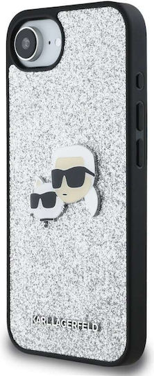Karl Lagerfeld Ikonik Metal Pin Silicone Plastic Silver Back Cover (iPhone 17e / 16e)