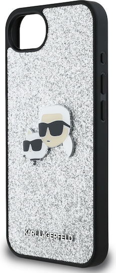 Karl Lagerfeld Ikonik Metal Pin Silicone Plastic Silver Back Cover (iPhone 17e / 16e)