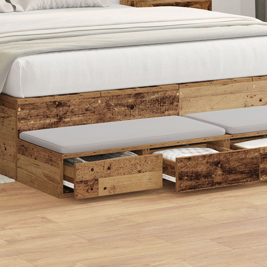 vidaXL Bettkasten Hölzernes Bett Braun 150x36,5x16,5cm