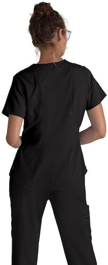 Grey's Anatomy Moto Women's Black Medical Blouse