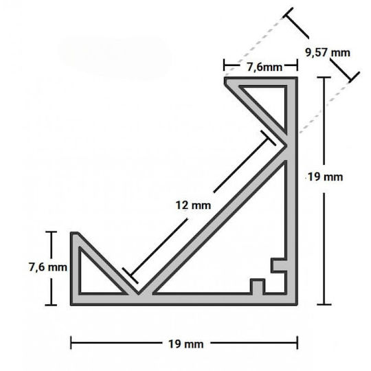 Eurospot Aluminiumprofil für LED-Streifen mit Opal Abdeckung 200x1.9x1.9cm