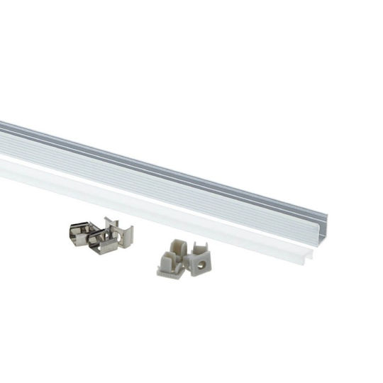Profil din aluminiu Eurospot benzi LED argintii L=2m capac lăptos Eu5146