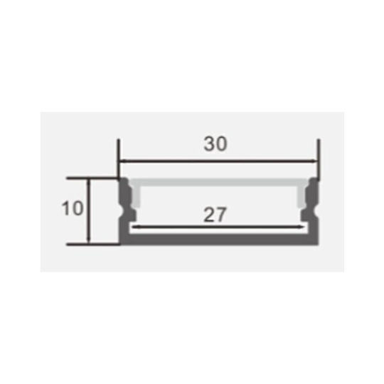 Eurospot Aluminiumprofil für LED-Streifen mit Opal Abdeckung 200x3x1cm