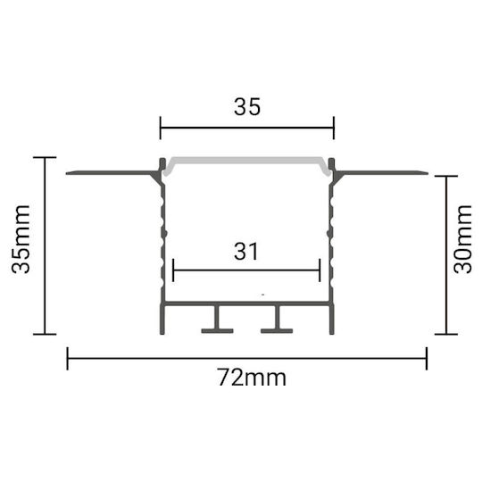 Eurospot Aluminum Profile for LED Strip with Opal Cover for Drywall 200x7.1x3.5cm