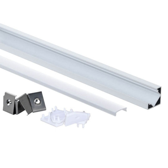 Eurospot Profil din Aluminiu pentru Bandă LED cu Opal Acoperire 200x1.9x1.9cm.