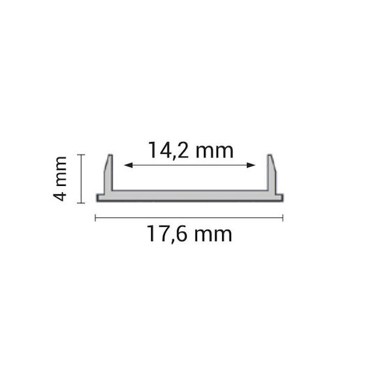 Eurospot Profil din Aluminiu pentru Bandă LED cu Opal Acoperire pentru Gips-carton 200x1.7x0.4cm.
