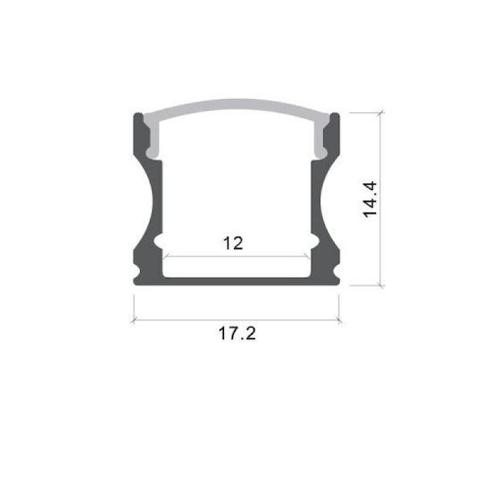 Eurospot Încastrat Profil din Aluminiu pentru Bandă LED cu Opal Acoperire 200x1.7x1.4cm.