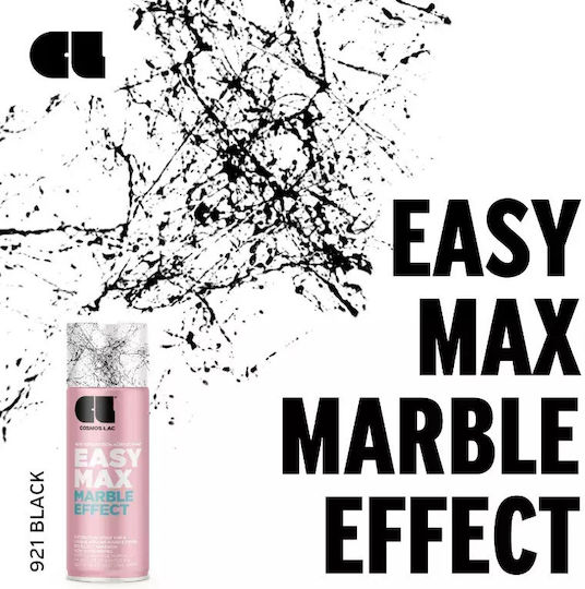 Cosmos Lac Σπρέι Αστάρι Marble Effect Ακρυλικό Υψηλής Θερμοκρασίας με Μεταλλικό Εφέ Μαύρο Μαύρο 400ml