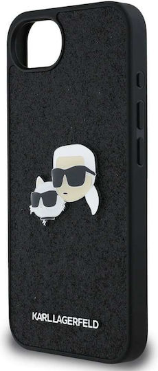 Karl Lagerfeld Glitter Karl&Choupette Umschlag Rückseite Metallisch Schwarz iPhone 17e / 16e