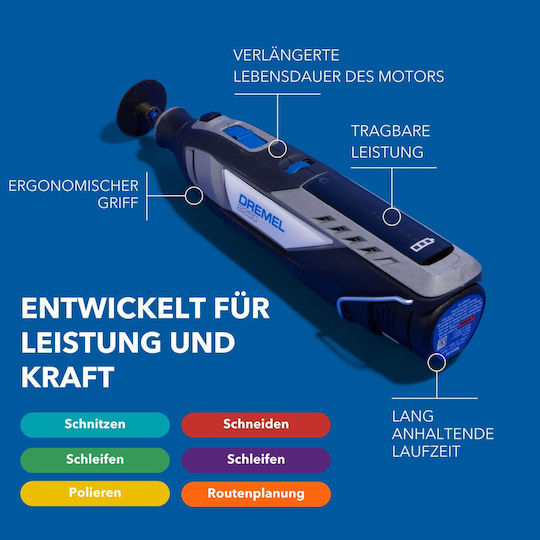 Dremel 8250 Περιστροφικό Πολυεργαλείο Brushless 12V 1x2Ah με Ρύθμιση Ταχύτητας