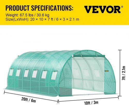 Vevor YDSDWS20107FTIA39V0 Оранжерия Тунел 6.1x3x2.1m