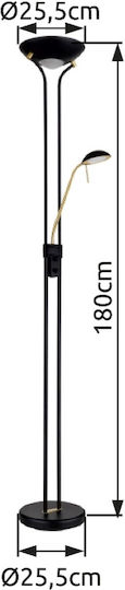 Globo Lighting Leonas LED Φωτιστικό Δαπέδου Υ180xΜ25.5εκ. με Θερμό Λευκό Φως 1690lm Μαύρο