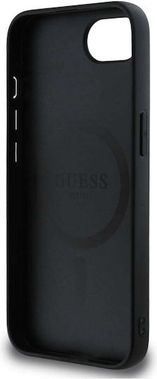 Guess Guess Grained Classic Logo MagSafe Leder Rückseite Schwarz Für iPhone 17e / 16e
