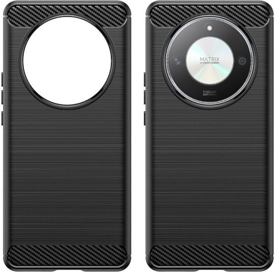 Carbon Задна корица Силикон / Закалено стъкло Черен (Honor Magic 6 Lite)