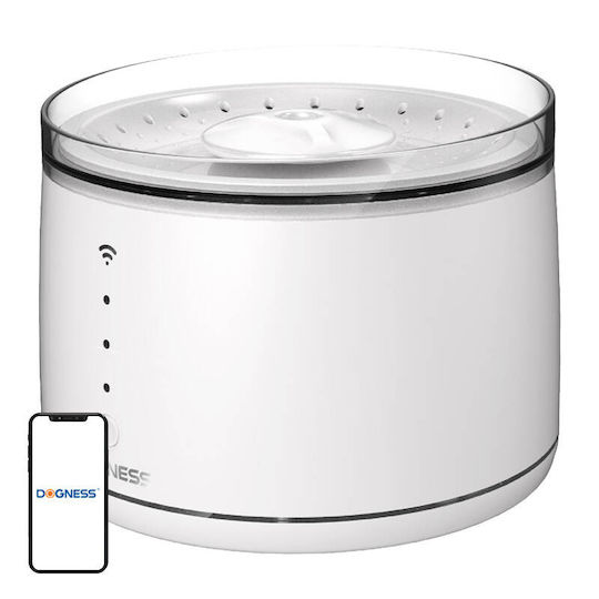 Dogness Water Automatic Plastic Waterer / Fountain for Dog & Cat 1.8lt 14.1cm in White Color