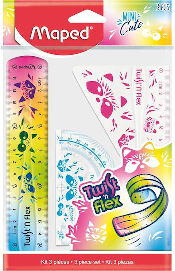 Maped Twist 'n Flex Σετ 3 Γεωμετρικά Όργανα Πλαστικά Διάφανα Πολύχρωμο