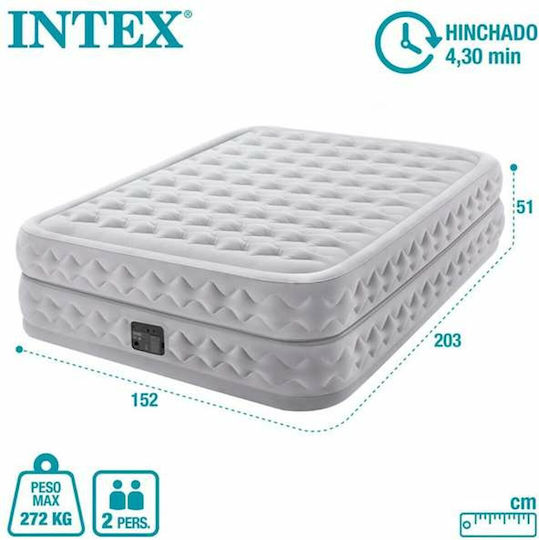 Intex Φουσκωτό Στρώμα Ύπνου Διπλό με Ενσωματωμένη Ηλεκτρική Αντλία Queen Supreme Air-Flow 203x152x50.1εκ.