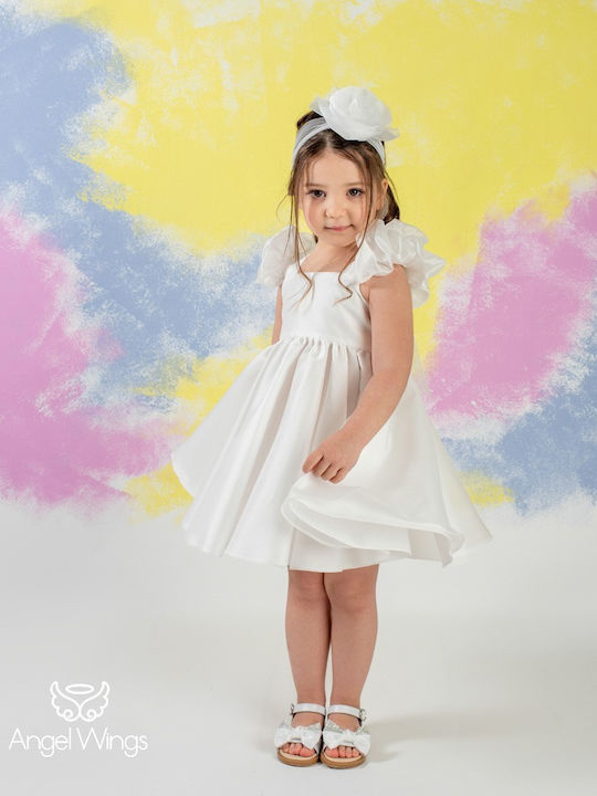 Angel Wings Λευκό Φόρεμα Βάπτισης από Τούλι