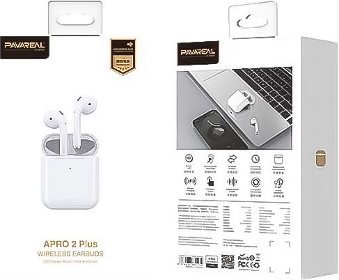 Pavareal Apro 2 Plus Earbud Bluetooth Handsfree Ακουστικά με Θήκη Φόρτισης Λευκά