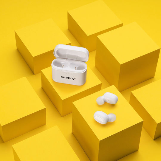 Niceboy Podsie 3 In-ear Bluetooth Handsfree Căști cu Carcasă de Încărcare Polar White