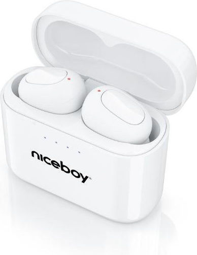 Niceboy Podsie 3 In-ear Bluetooth Handsfree Căști cu Carcasă de Încărcare Polar White