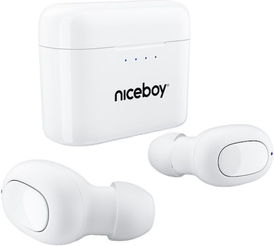Niceboy Podsie 3 In-ear Bluetooth Handsfree Căști cu Carcasă de Încărcare Polar White