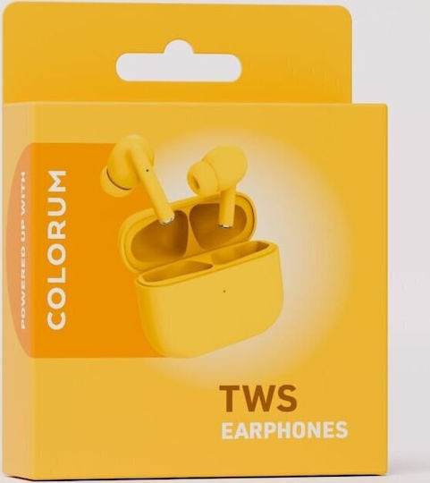 Colorum In-ear Bluetooth Handsfree Ακουστικά με Θήκη Φόρτισης Κίτρινα