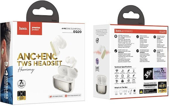 Hoco EQ20 In-ear Bluetooth Handsfree Earphones with Charging Case White