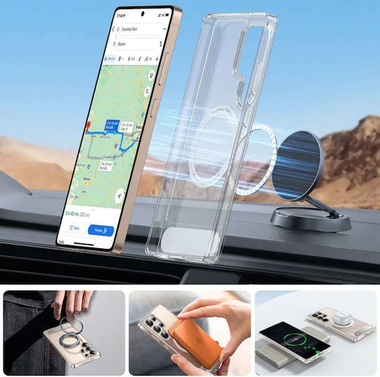 Torras Pstand Umschlag Rückseite Silikon Transparent (Galaxy S25 Ultra,Samsung S25 Ultra)