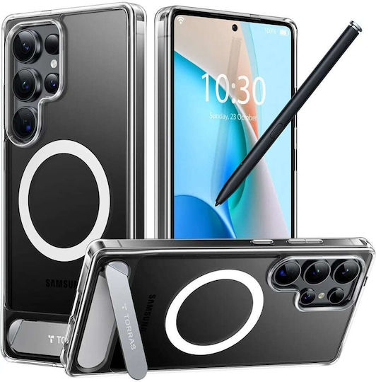 Torras Pstand Umschlag Rückseite Silikon Transparent (Galaxy S25 Ultra,Samsung S25 Ultra)