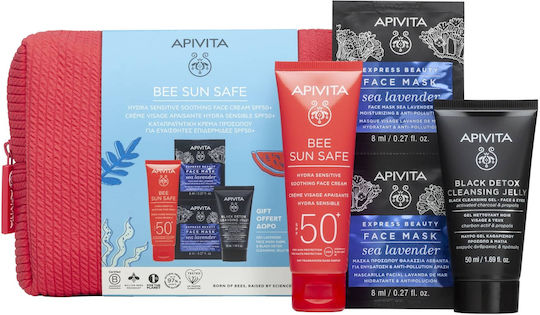 Apivita Bee Sun Safe Set with Face Sunscreen & Toiletry Bag SPF50 5pcs