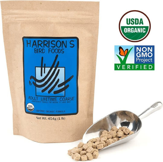Harrison's Adult Lifetime Coarse Organic Parrots Food Year-round Granules Medium Large Birds