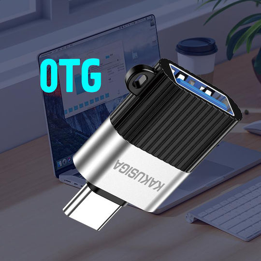 Kakusiga Конвертор USB-C мъжки към USB-C женски Сив 1бр KSC-1420
