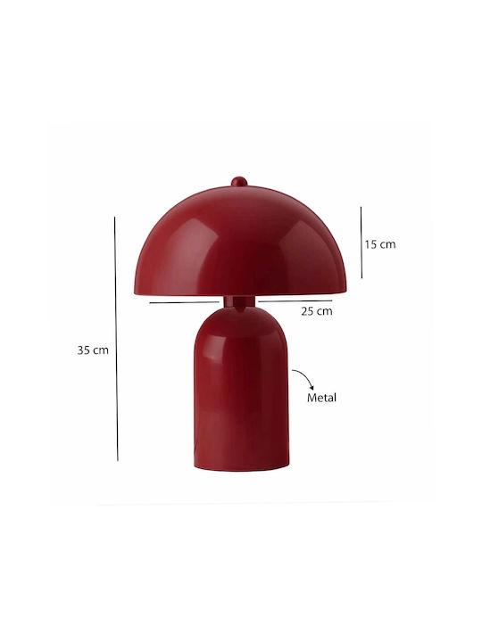 GloboStar Gasco Metal Table Lamp for Socket E27 with Red Shade and Base