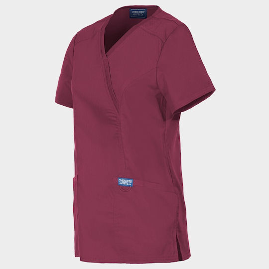 Cherokee WWWE610 Women's Burgundy Medical Blouse