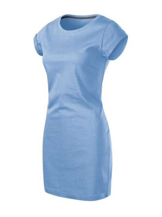 Sommer Mini Sportliches Damenkleid Kurzärmelig Blau