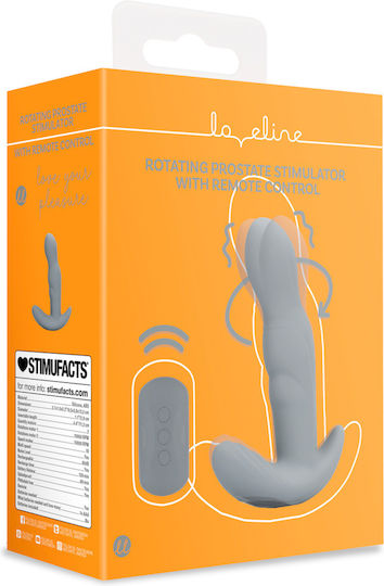 LoveLine Rotating Prostate Stimulator Πρωκτική Σφήνα με Δυνατότητα Ασύρματης Λειτουργίας και Δόνηση Γκρι