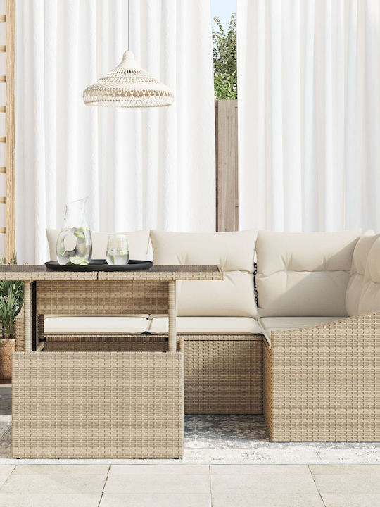 Garten- und Outdoor-Möbelsets Typsatz Wohnzimmer 5 Stück Beige mit Kissen